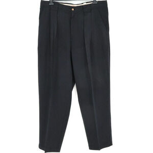 Tommy Bahama Dress Pants Mens 38 x 30 Black Silk Pleated Front Straight Leg Vtg